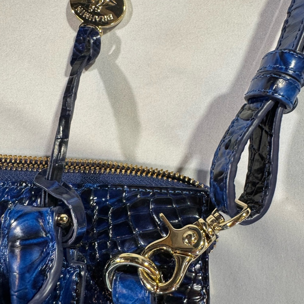 Brahmin Blue Croc-Embossed Satchel - Picture 9 of 10